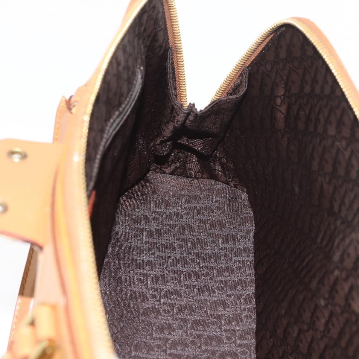 Christian Dior Street Chic Hand Bag Leather Brown Gold Auth ep14353A