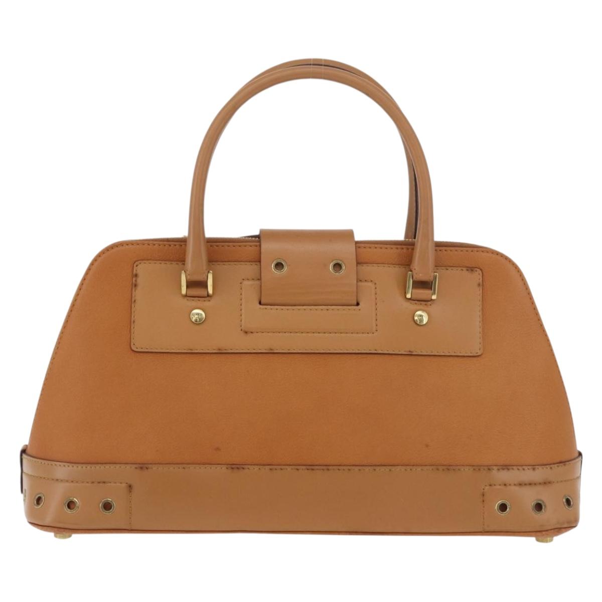 Christian Dior Street Chic Hand Bag Leather Brown Gold Auth ep14353A