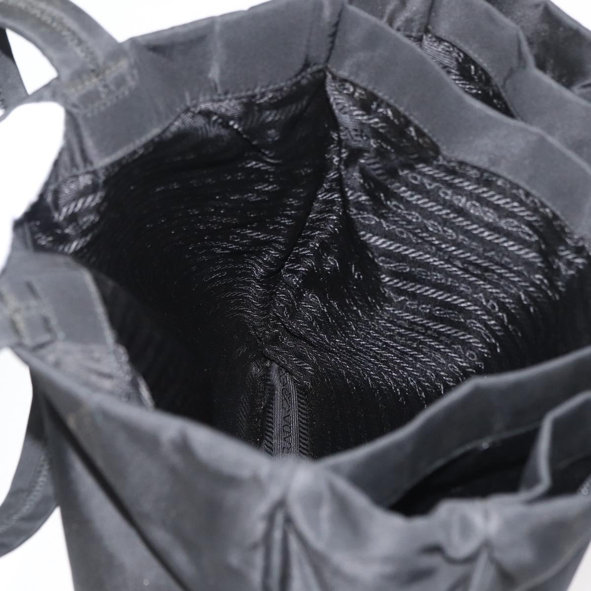 PRADA Tote Bag Nylon Black Silver Auth ep14354A