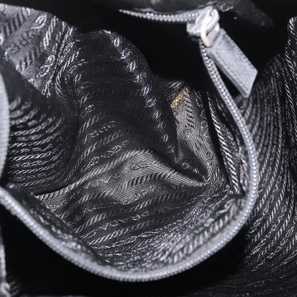 PRADA Tote Bag Nylon Black Silver Auth ep14354A