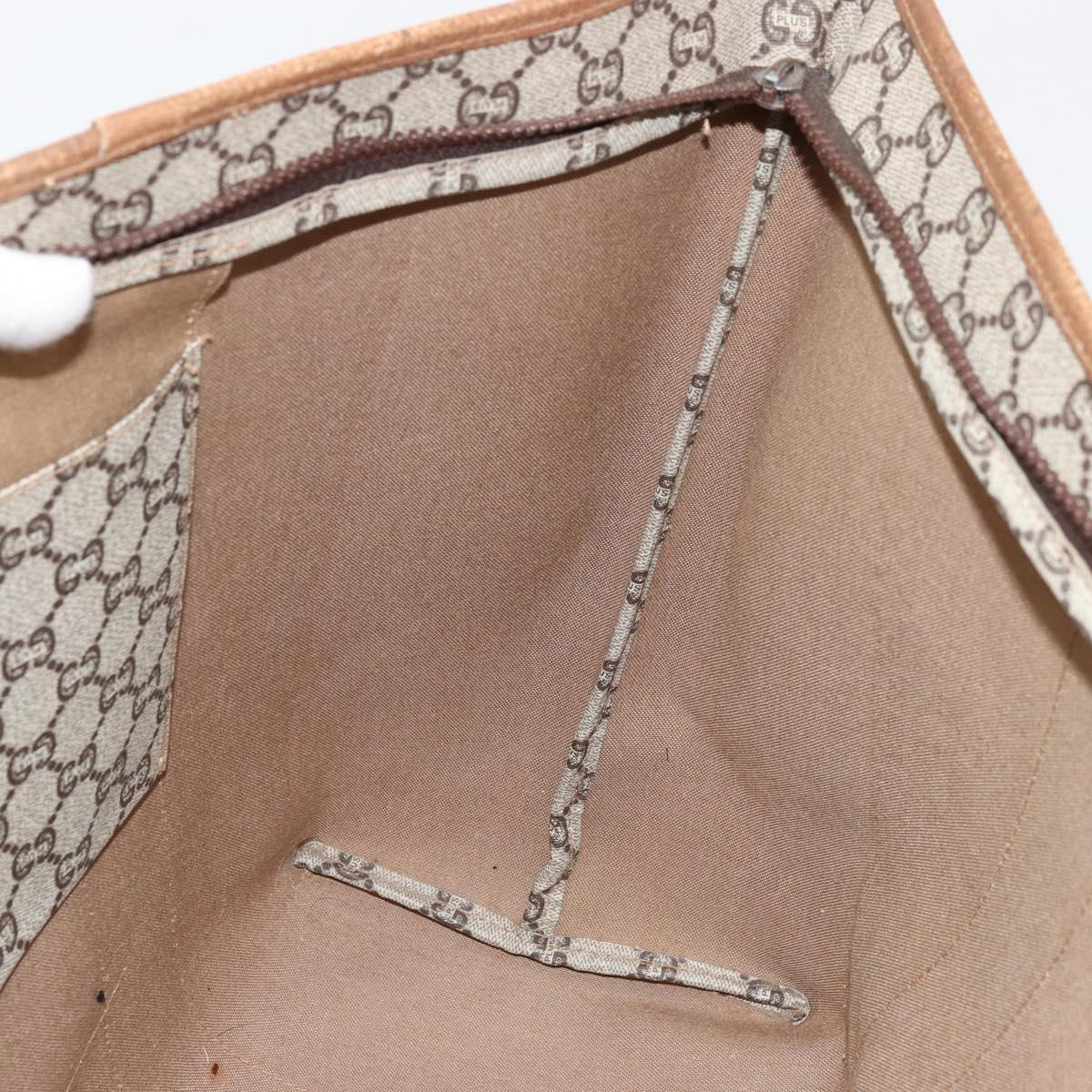 GUCCI GG Plus Supreme Web Sherry Line Tote Bag PVC Beige Gold Auth ep14358