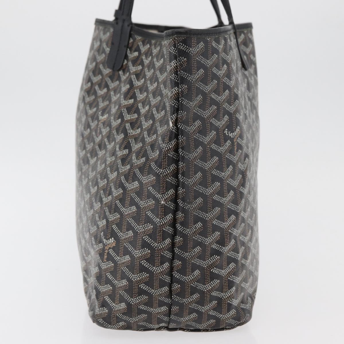 GOYARD Saint Louis PM Tote Bag PVC Canvas Black Silver Auth ep14359SAV