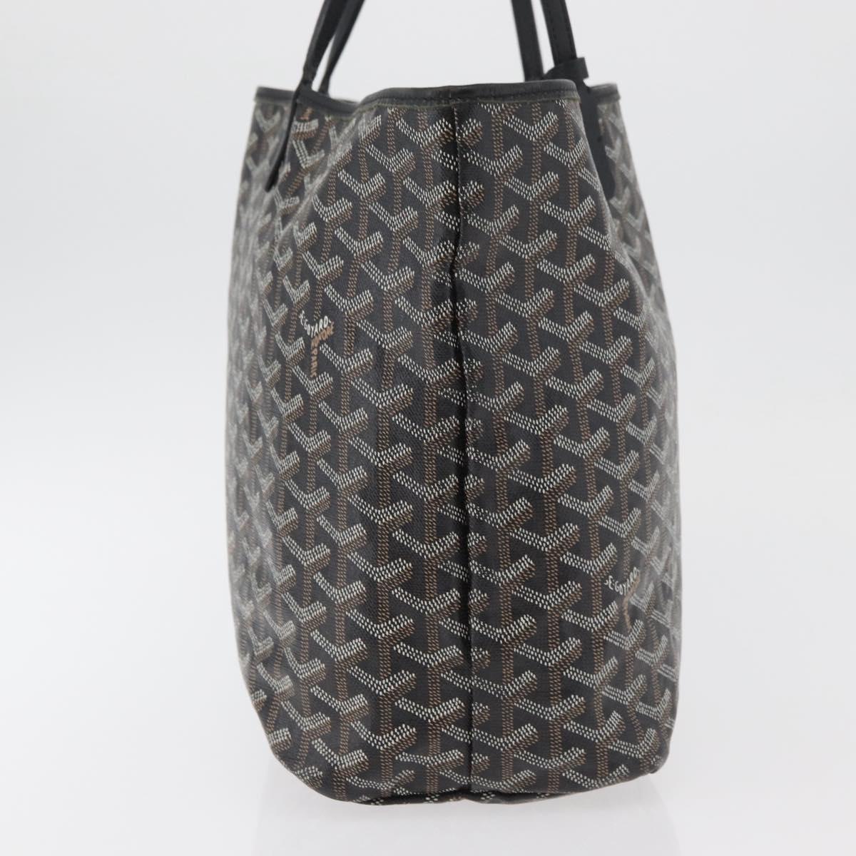 GOYARD Saint Louis PM Tote Bag PVC Canvas Black Silver Auth ep14359SAV