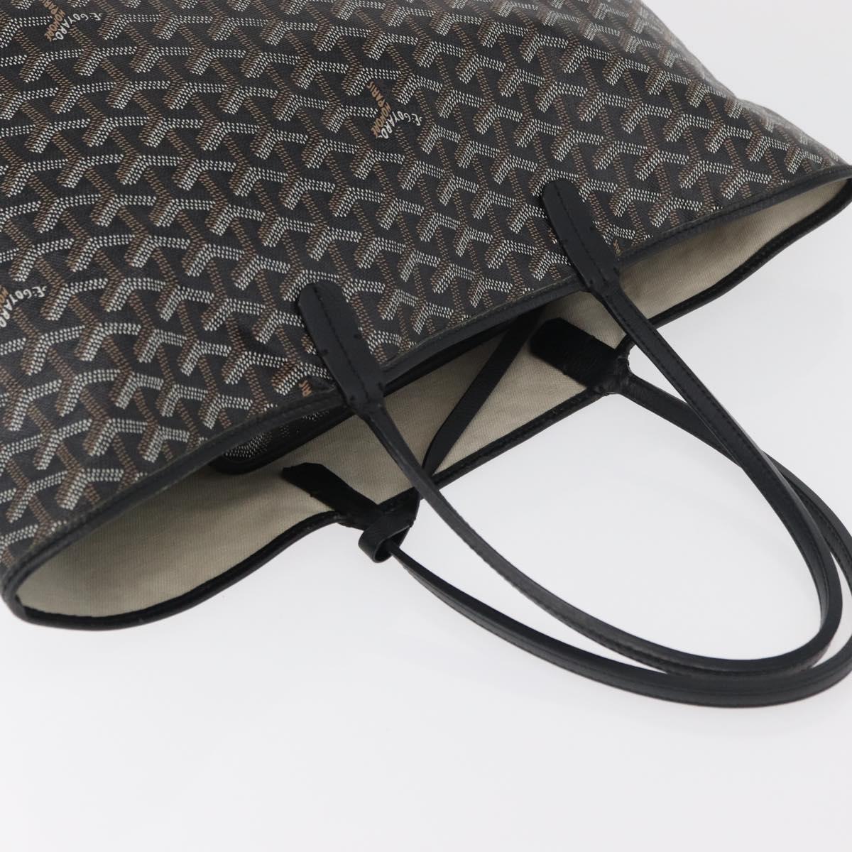 GOYARD Saint Louis PM Tote Bag PVC Canvas Black Silver Auth ep14359SAV