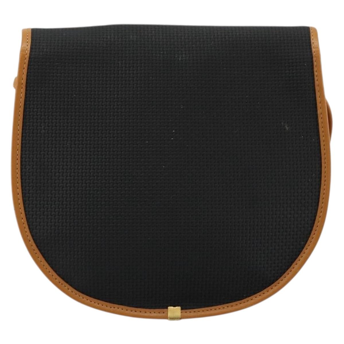 SAINT LAURENT Shoulder Bag PVC Canvas Black Gold Auth ep14368A