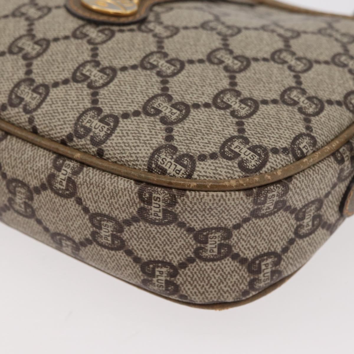 GUCCI GG Supreme Shoulder Bag PVC Beige Gold Auth ep14371