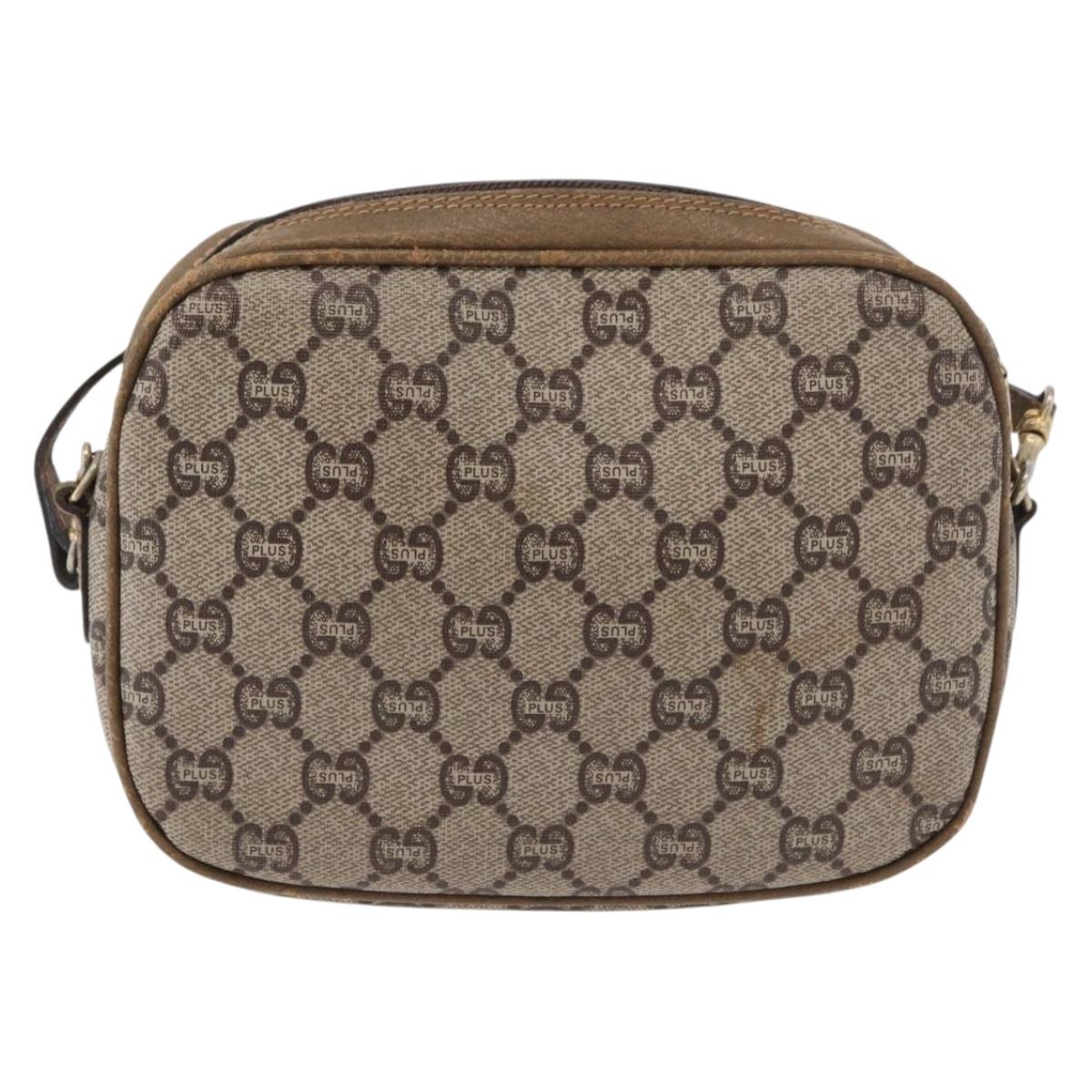 GUCCI GG Supreme Shoulder Bag PVC Beige Gold Auth ep14371