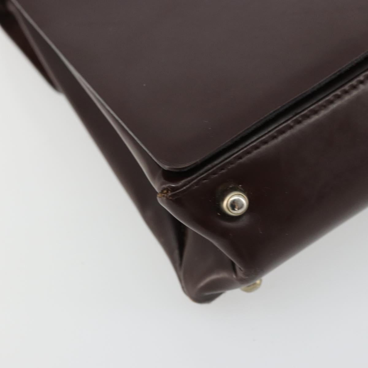 GUCCI Shoulder Bag Patent Leather Brown Silver 001 3444 1746 Auth ep14378