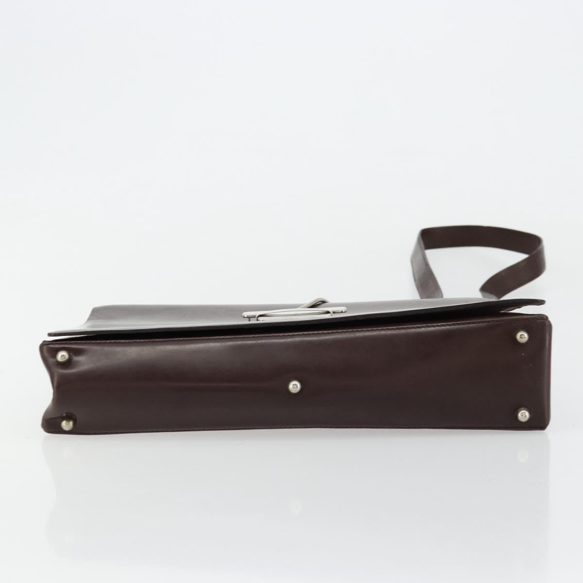 GUCCI Shoulder Bag Patent Leather Brown Silver 001 3444 1746 Auth ep14378
