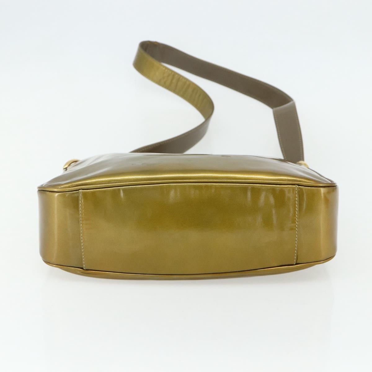 GUCCI Bamboo Hand Bag Patent Leather 2way Gold 001 1014 1638 Auth ep14385