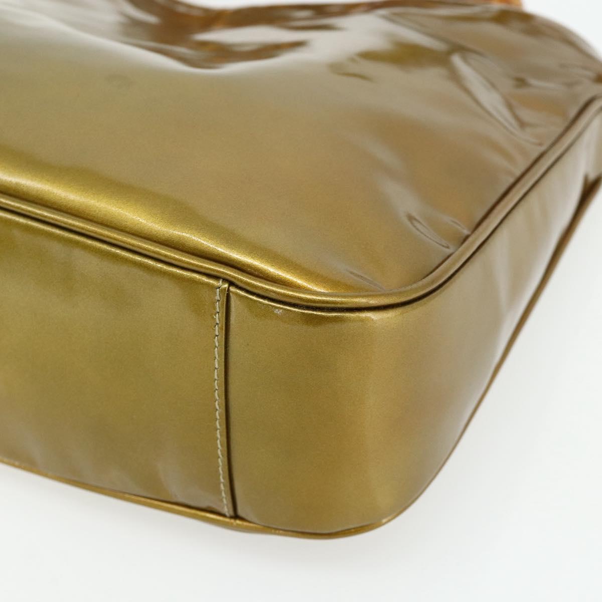 GUCCI Bamboo Hand Bag Patent Leather 2way Gold 001 1014 1638 Auth ep14385