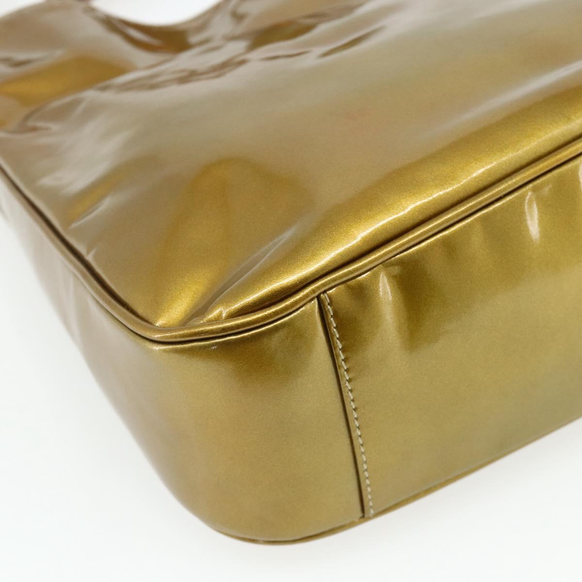 GUCCI Bamboo Hand Bag Patent Leather 2way Gold 001 1014 1638 Auth ep14385