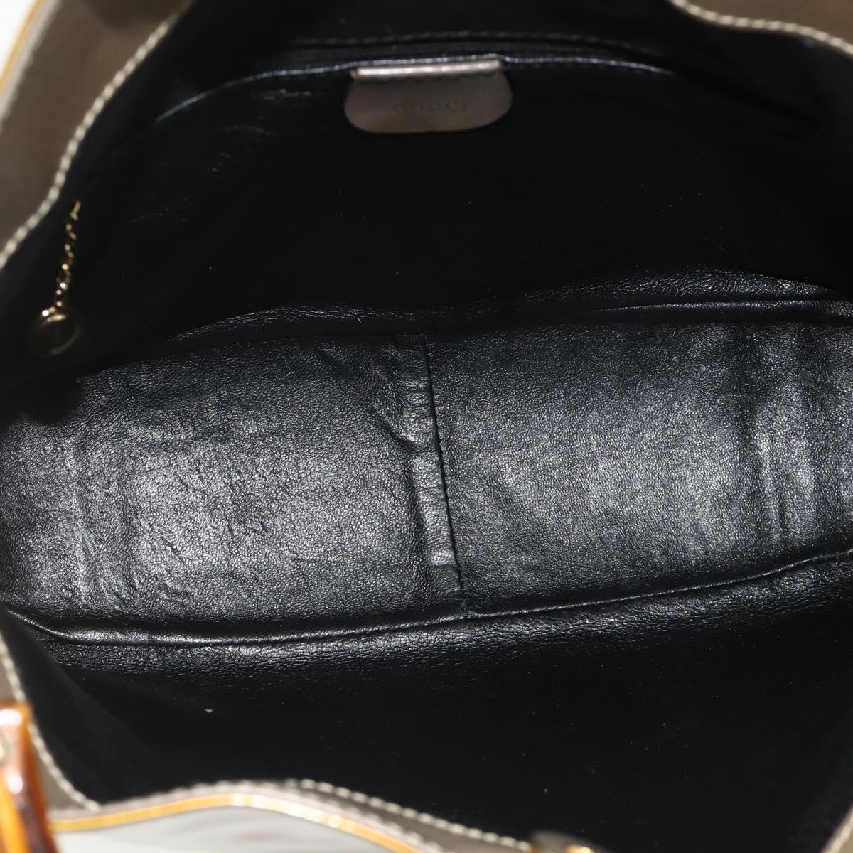 GUCCI Bamboo Hand Bag Patent Leather 2way Gold 001 1014 1638 Auth ep14385