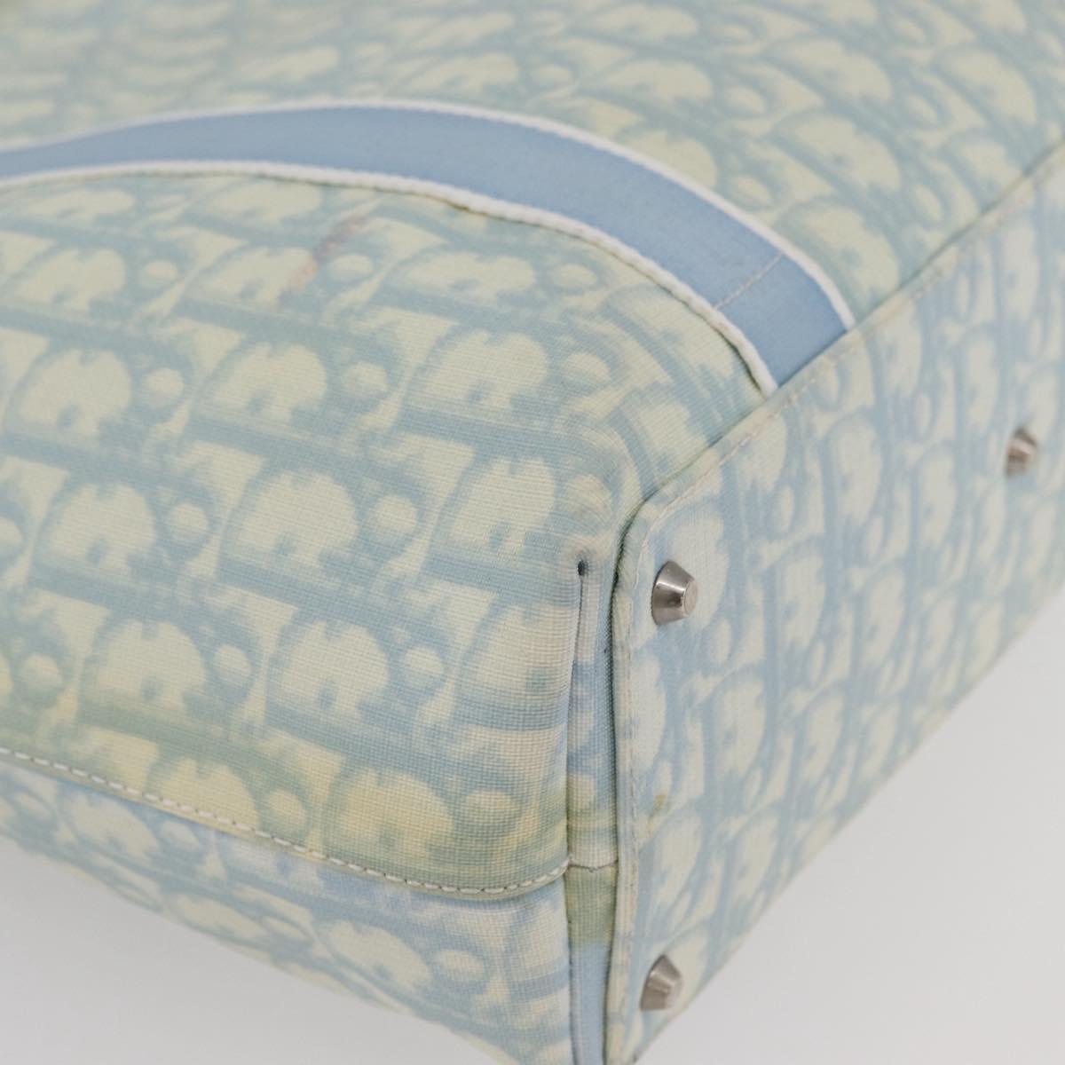 Christian Dior Trotter Canvas Tote Bag PVC Blue Silver Auth ep14386