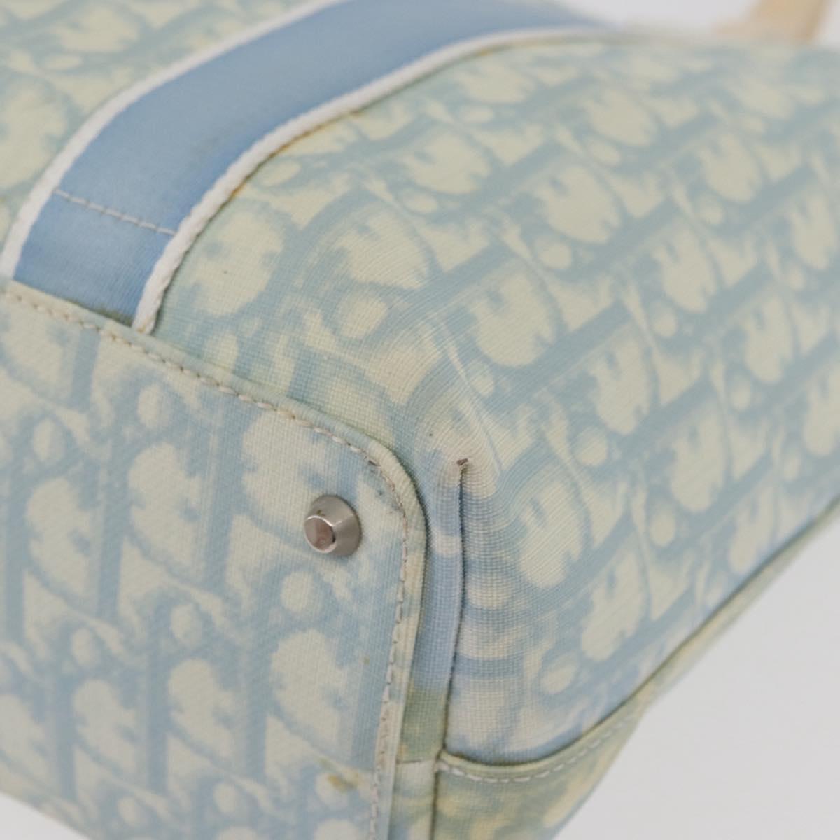 Christian Dior Trotter Canvas Tote Bag PVC Blue Silver Auth ep14386