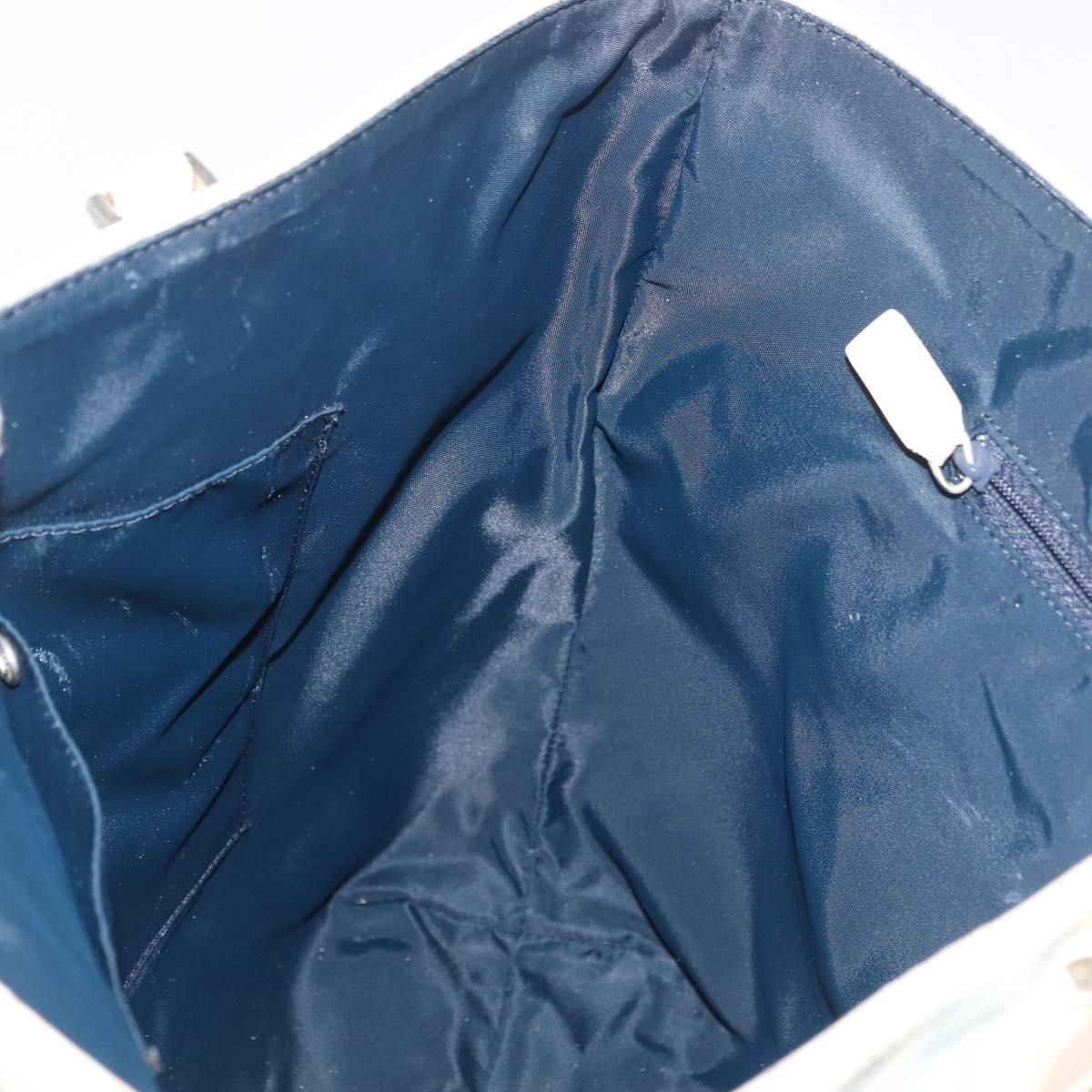 Christian Dior Trotter Canvas Tote Bag PVC Blue Silver Auth ep14386