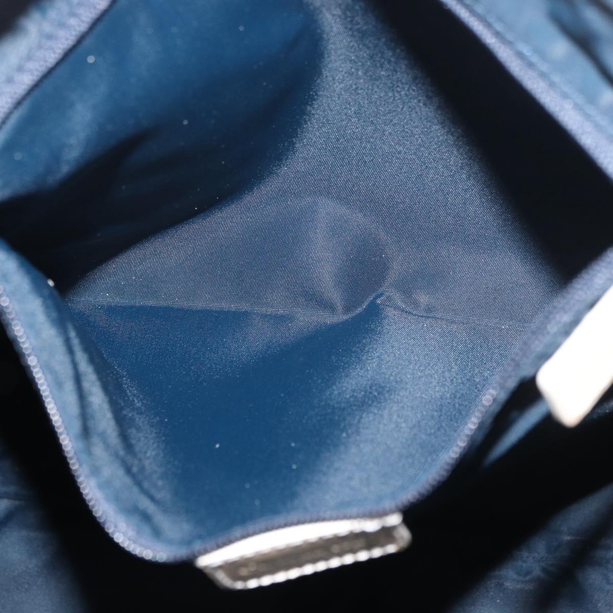 Christian Dior Trotter Canvas Tote Bag PVC Blue Silver Auth ep14386
