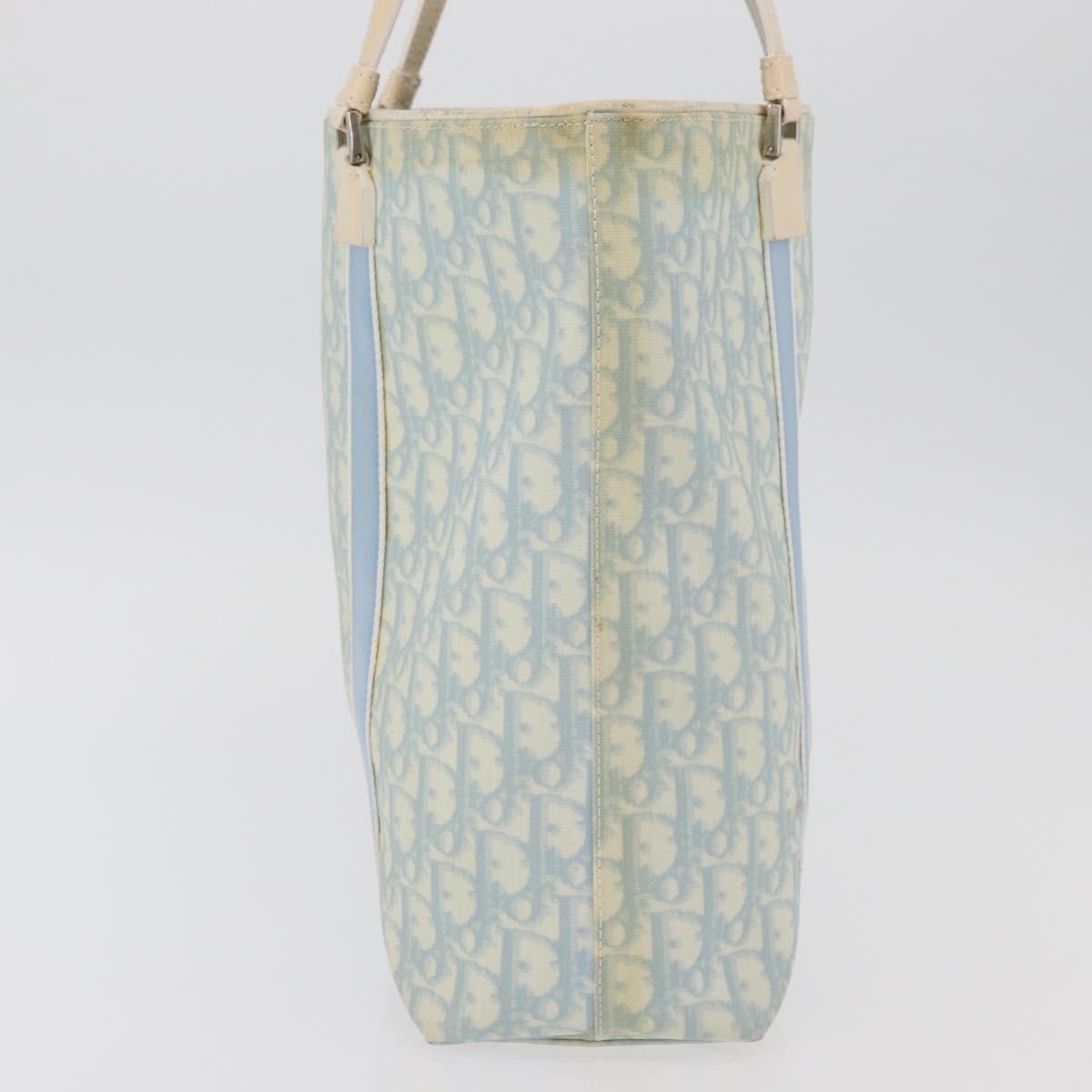 Christian Dior Trotter Canvas Tote Bag PVC Blue Silver Auth ep14386