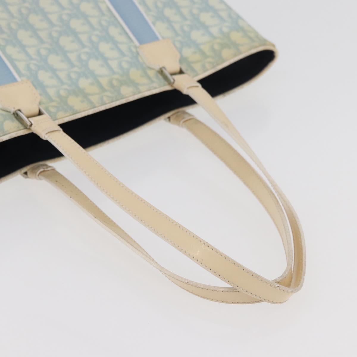 Christian Dior Trotter Canvas Tote Bag PVC Blue Silver Auth ep14386