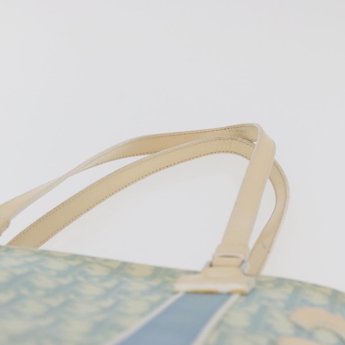 Christian Dior Trotter Canvas Tote Bag PVC Blue Silver Auth ep14386