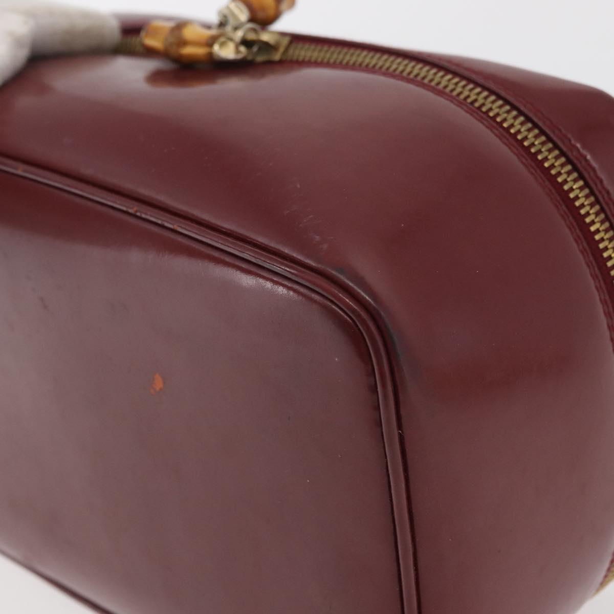 GUCCI Bamboo Vanity Bag Patent Leather Bordeaux Gold 032 1956 0150 Auth ep14389