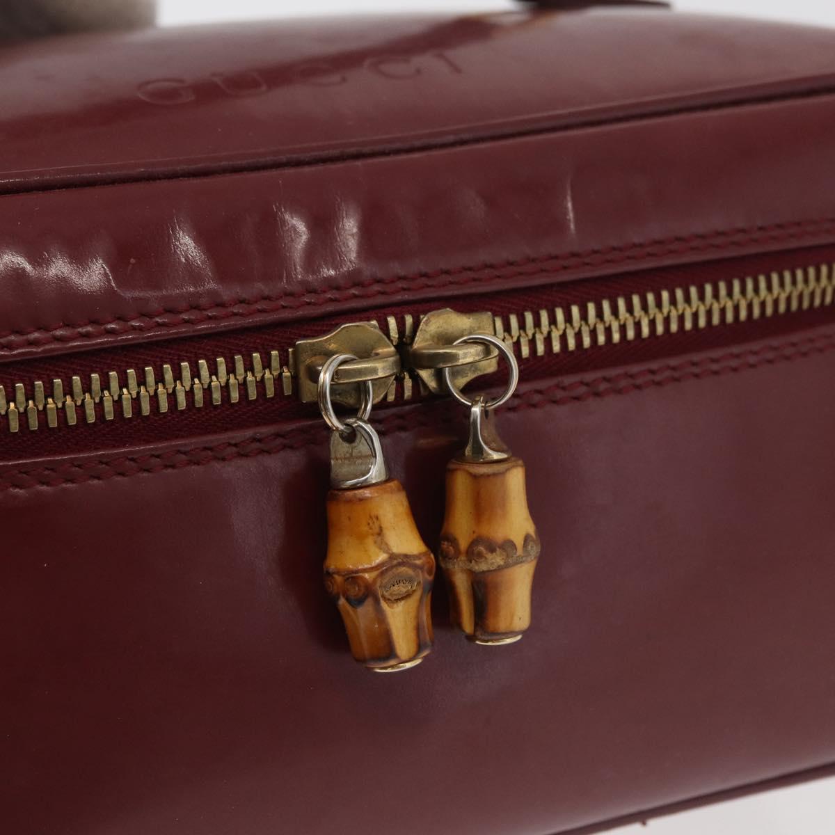 GUCCI Bamboo Vanity Bag Patent Leather Bordeaux Gold 032 1956 0150 Auth ep14389