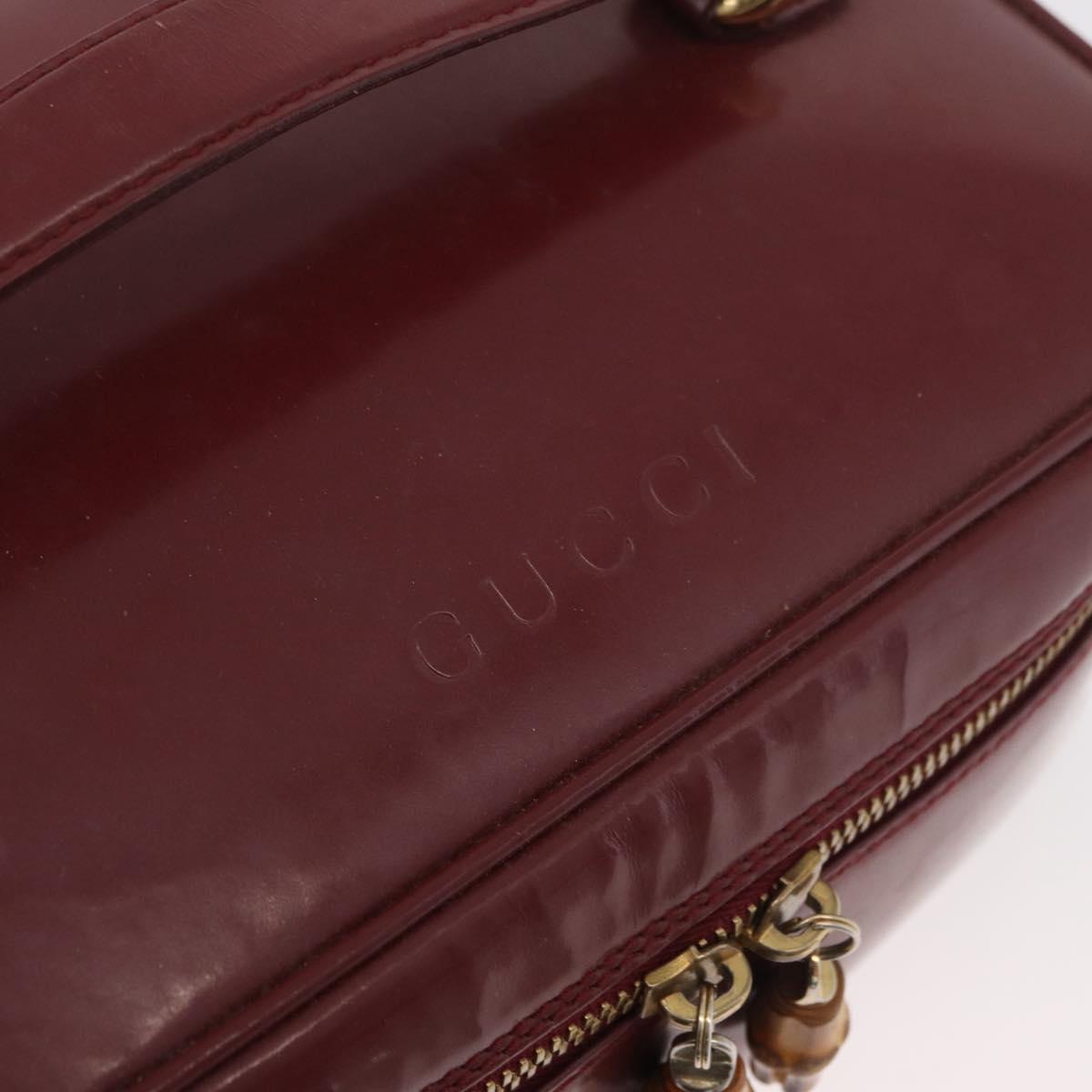 GUCCI Bamboo Vanity Bag Patent Leather Bordeaux Gold 032 1956 0150 Auth ep14389