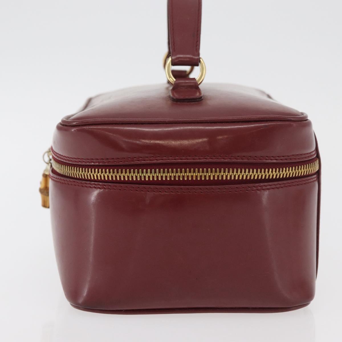GUCCI Bamboo Vanity Bag Patent Leather Bordeaux Gold 032 1956 0150 Auth ep14389