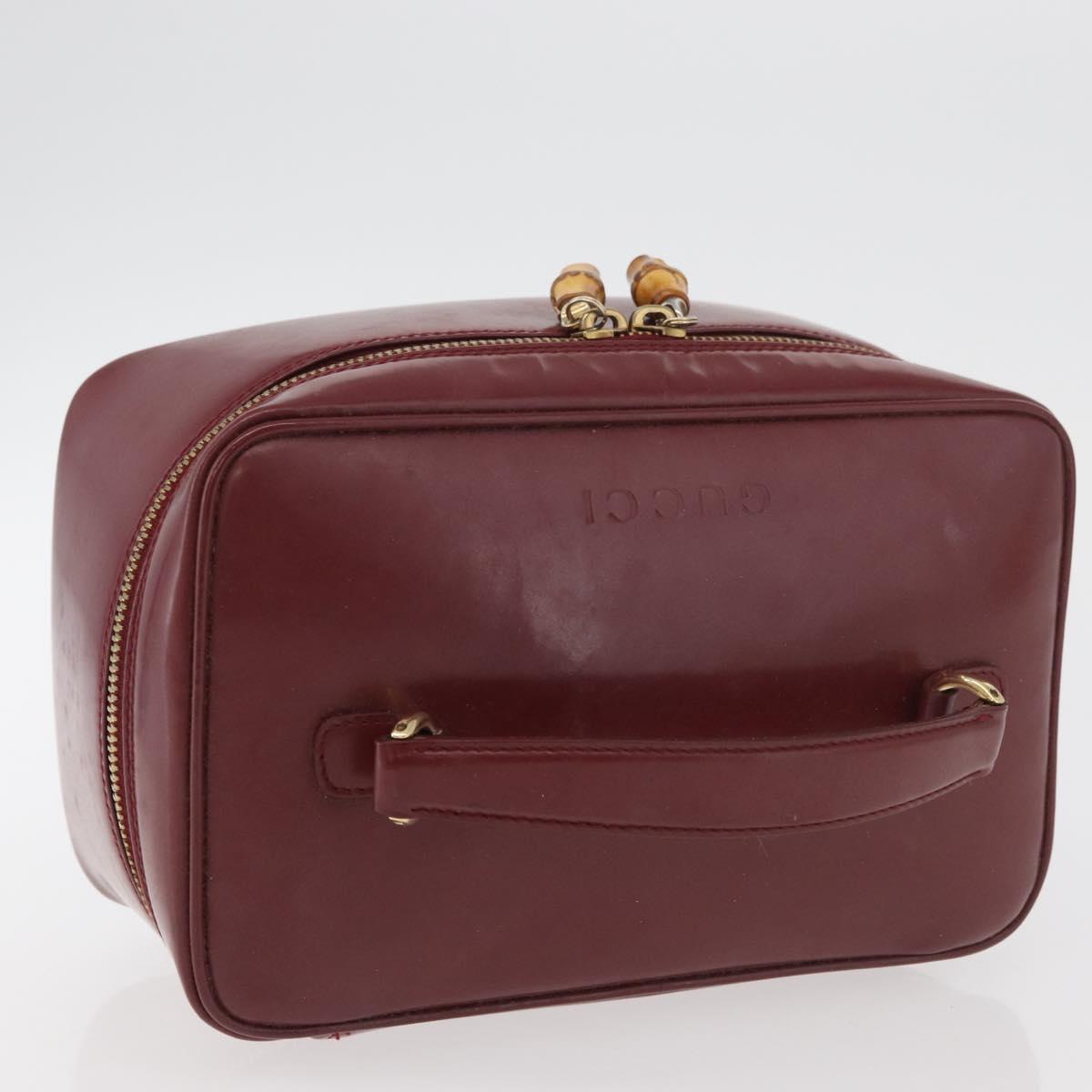 GUCCI Bamboo Vanity Bag Patent Leather Bordeaux Gold 032 1956 0150 Auth ep14389
