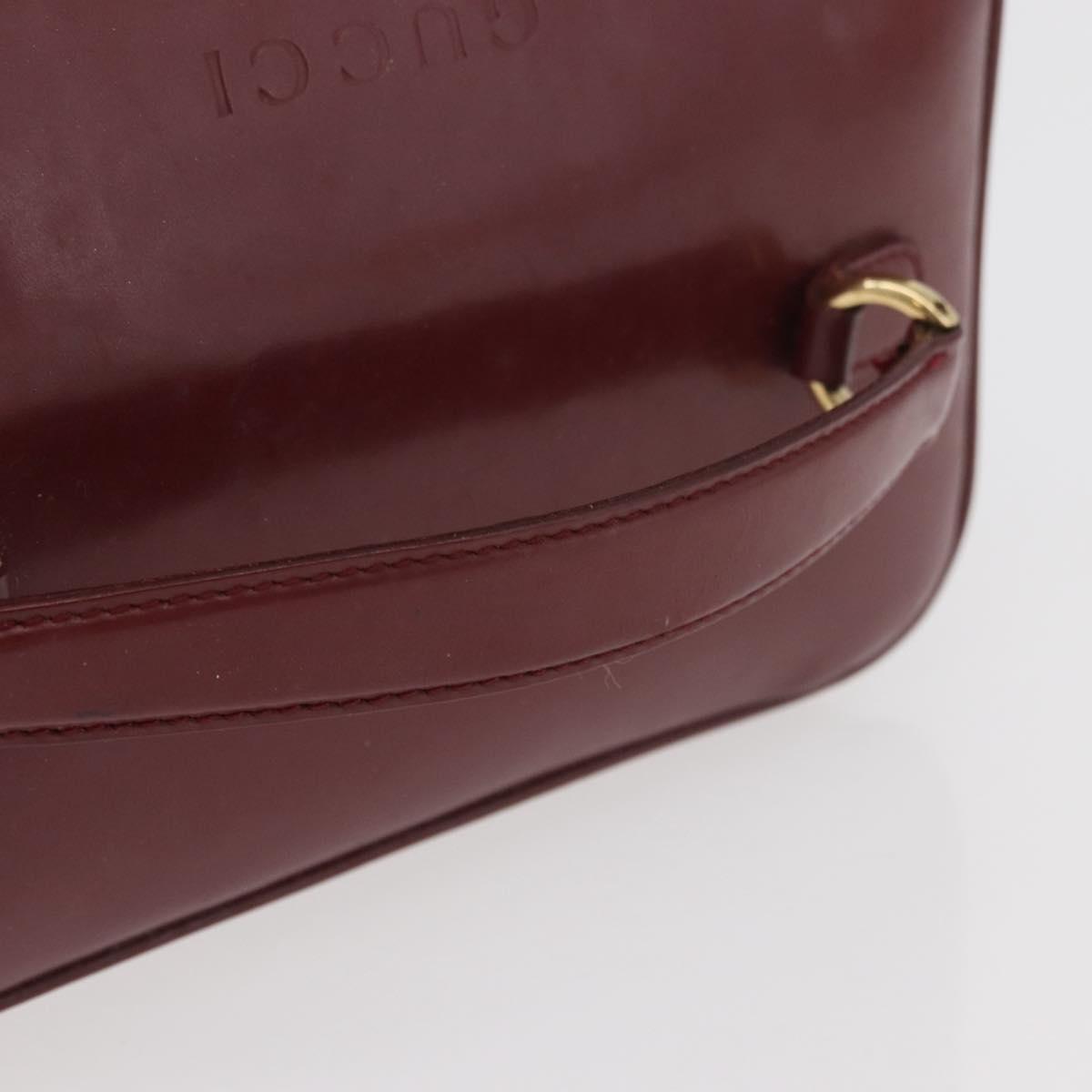 GUCCI Bamboo Vanity Bag Patent Leather Bordeaux Gold 032 1956 0150 Auth ep14389