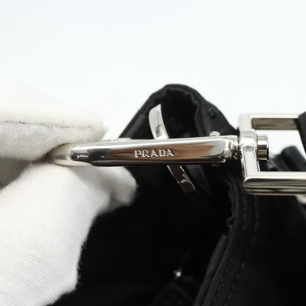 PRADA Hand Bag Nylon 2way Black Silver Auth ep14390A
