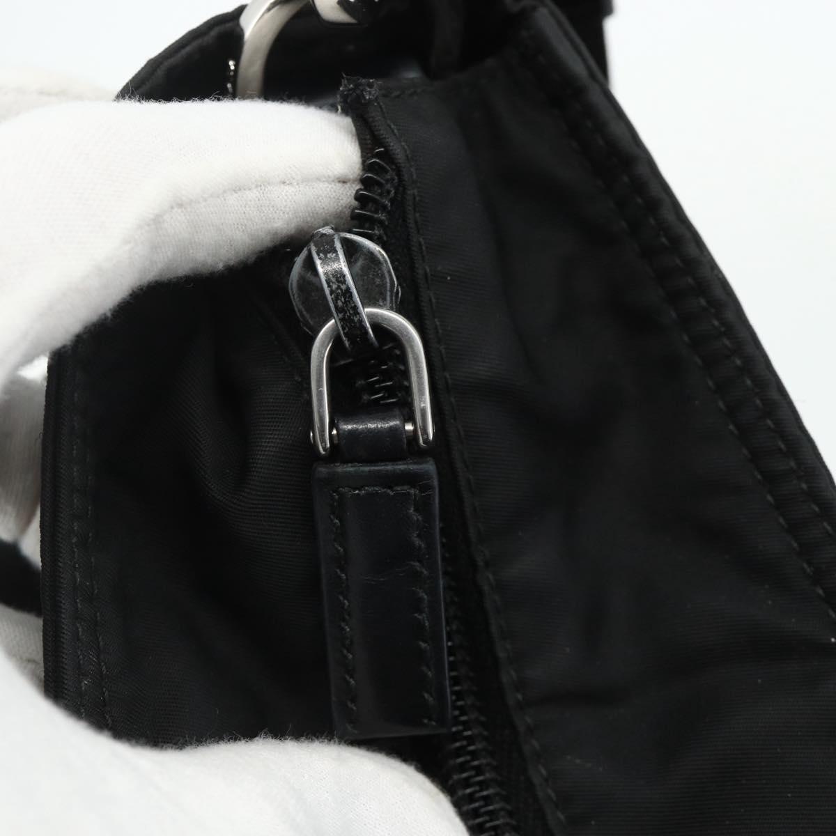 PRADA Hand Bag Nylon 2way Black Silver Auth ep14390A