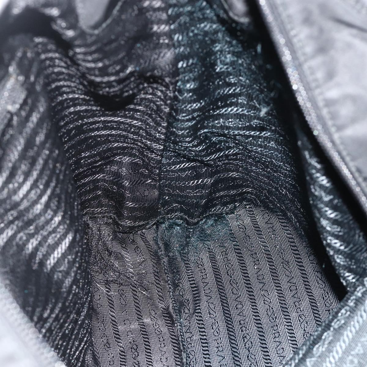 PRADA Hand Bag Nylon 2way Black Silver Auth ep14390A