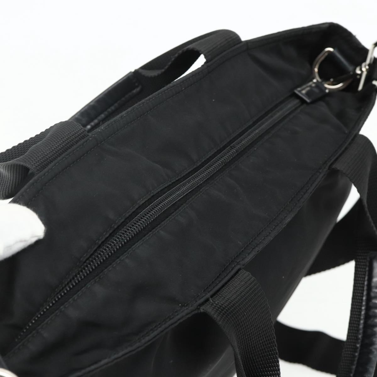 PRADA Hand Bag Nylon 2way Black Silver Auth ep14390A