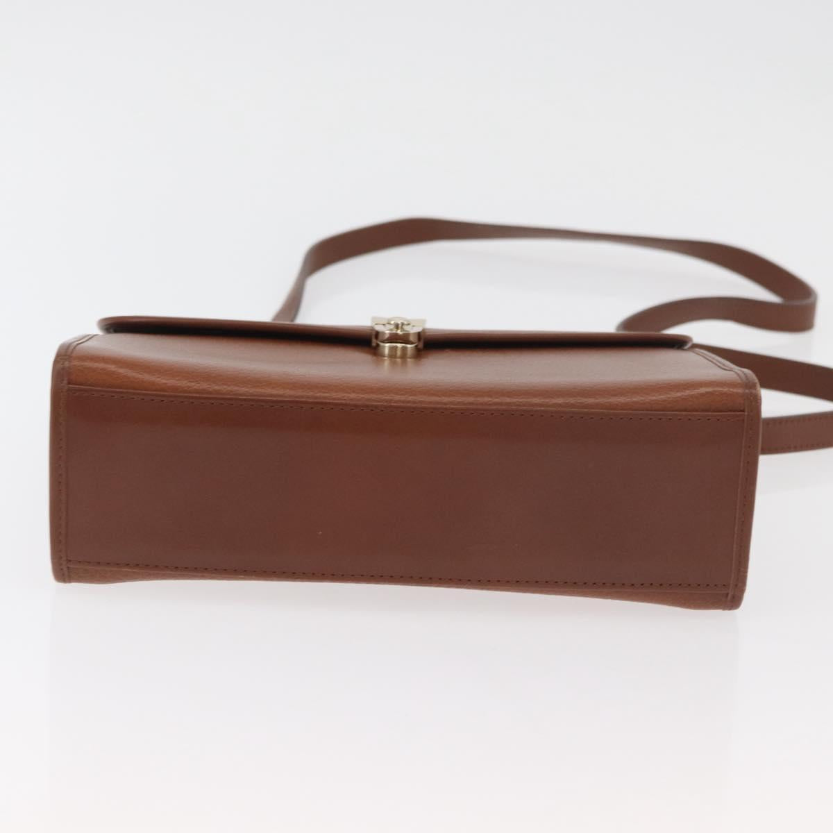 Burberrys Hand Bag Leather 2way Brown Silver Auth ep14396