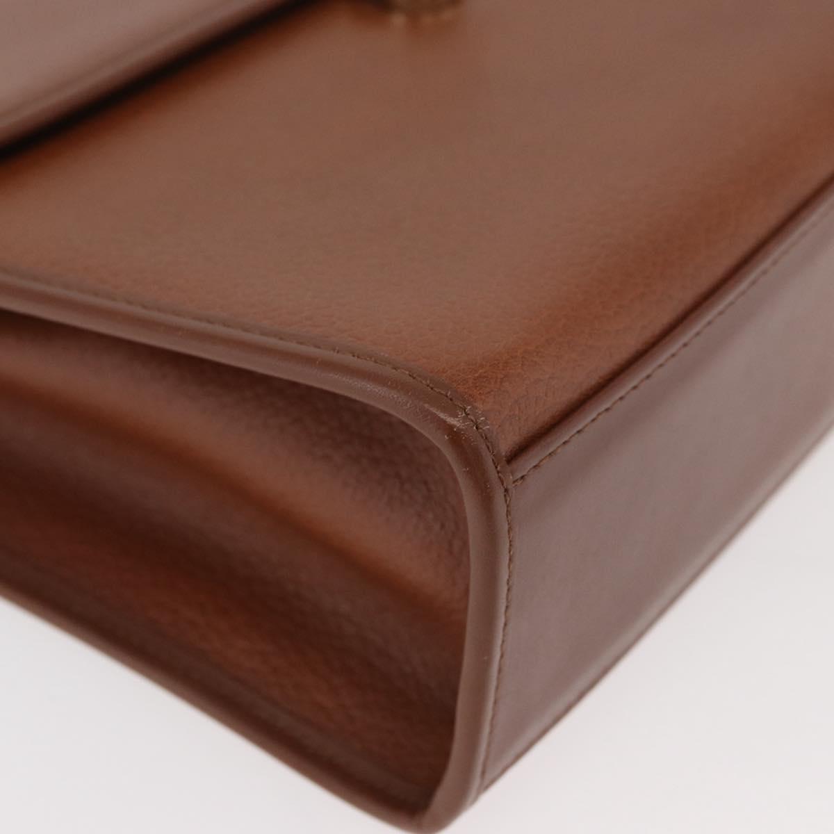 Burberrys Hand Bag Leather 2way Brown Silver Auth ep14396