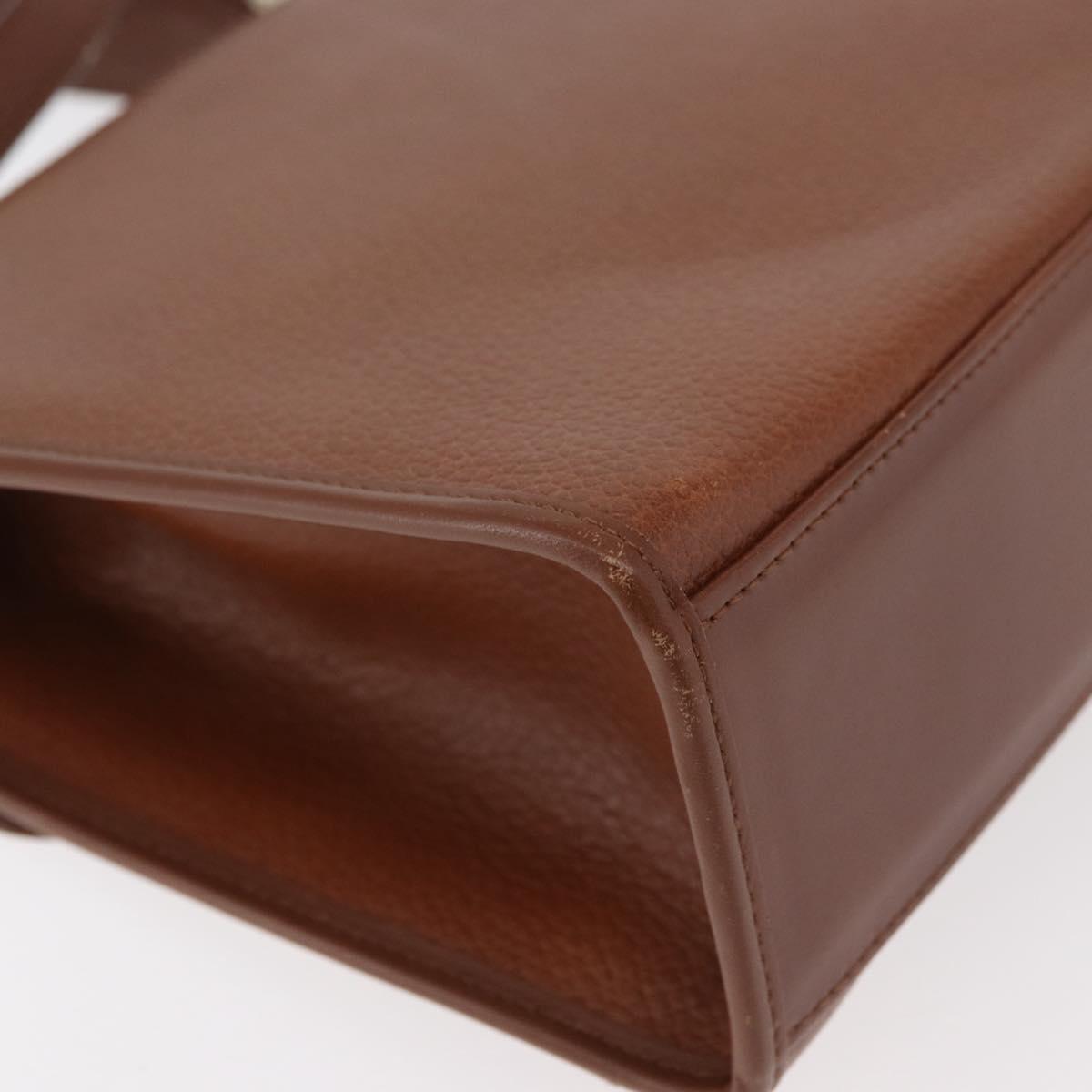Burberrys Hand Bag Leather 2way Brown Silver Auth ep14396