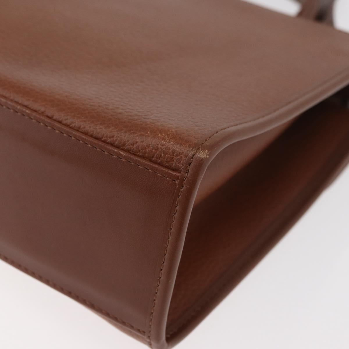 Burberrys Hand Bag Leather 2way Brown Silver Auth ep14396