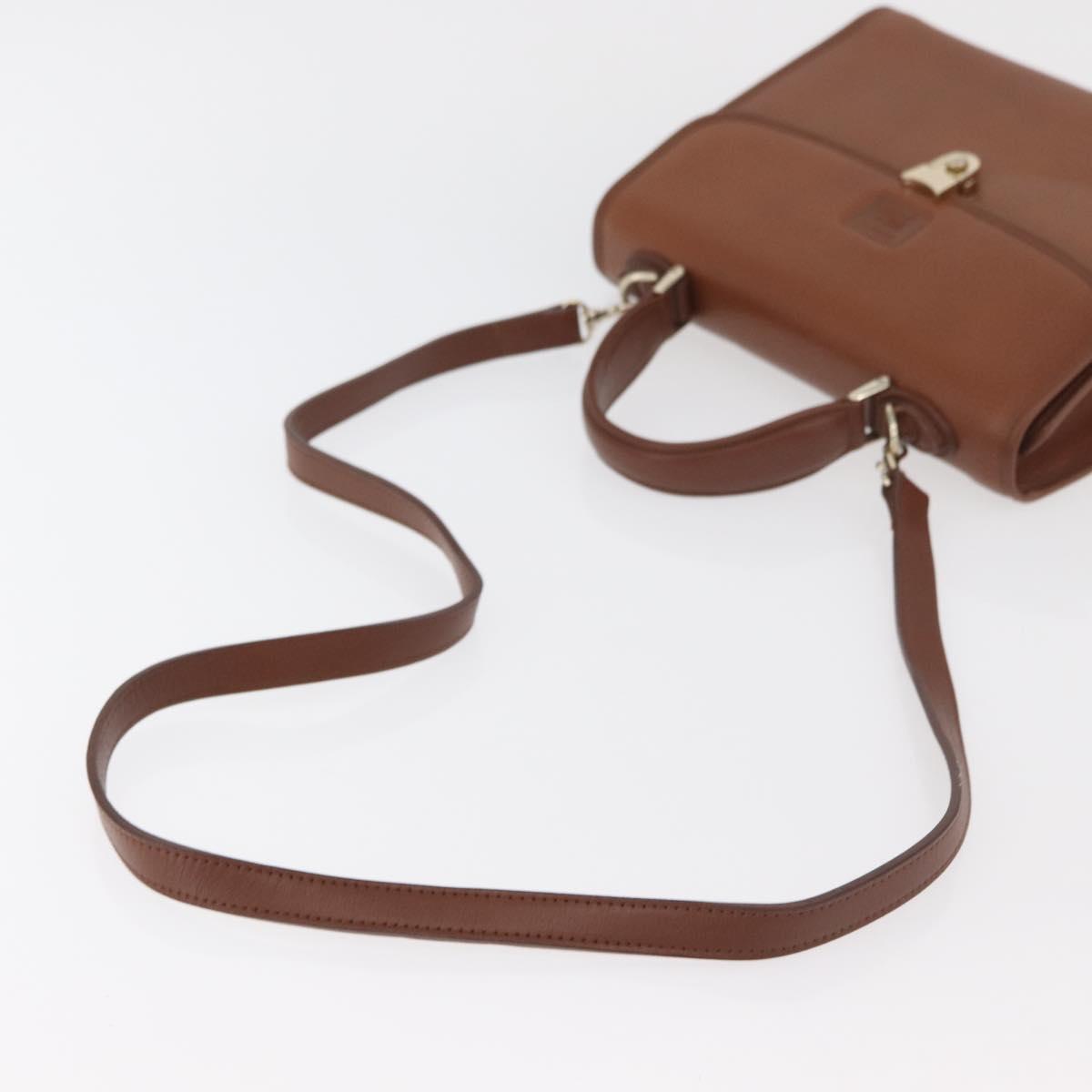 Burberrys Hand Bag Leather 2way Brown Silver Auth ep14396