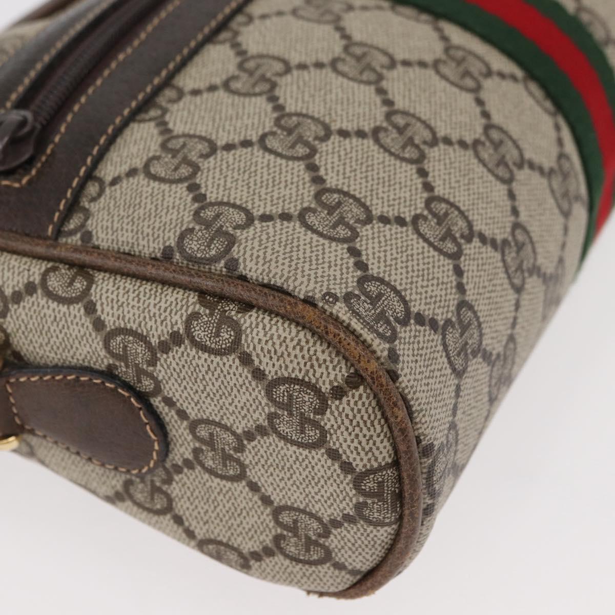 GUCCI GG Supreme Web Sherry Line Bag PVC Beige Gold 010 378 Auth ep14400