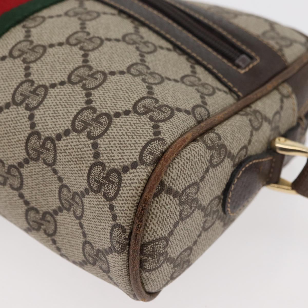 GUCCI GG Supreme Web Sherry Line Bag PVC Beige Gold 010 378 Auth ep14400
