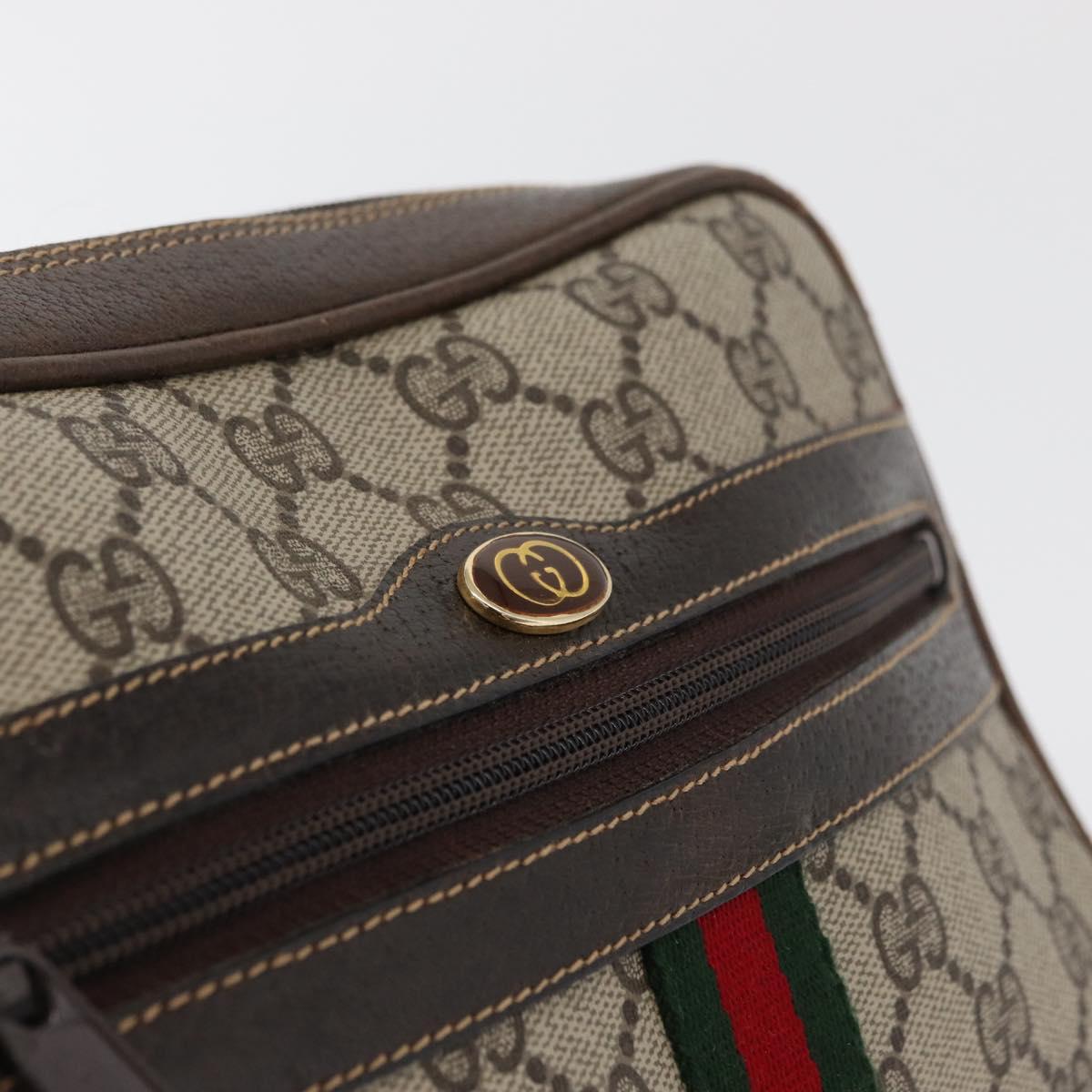 GUCCI GG Supreme Web Sherry Line Bag PVC Beige Gold 010 378 Auth ep14400