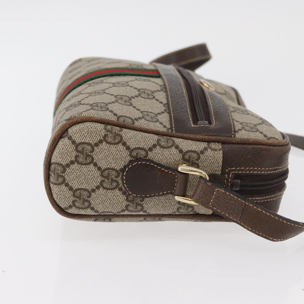 GUCCI GG Supreme Web Sherry Line Bag PVC Beige Gold 010 378 Auth ep14400