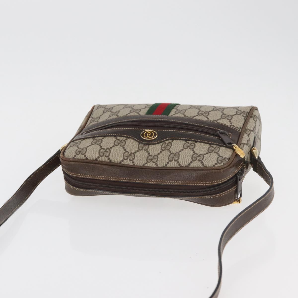 GUCCI GG Supreme Web Sherry Line Bag PVC Beige Gold 010 378 Auth ep14400