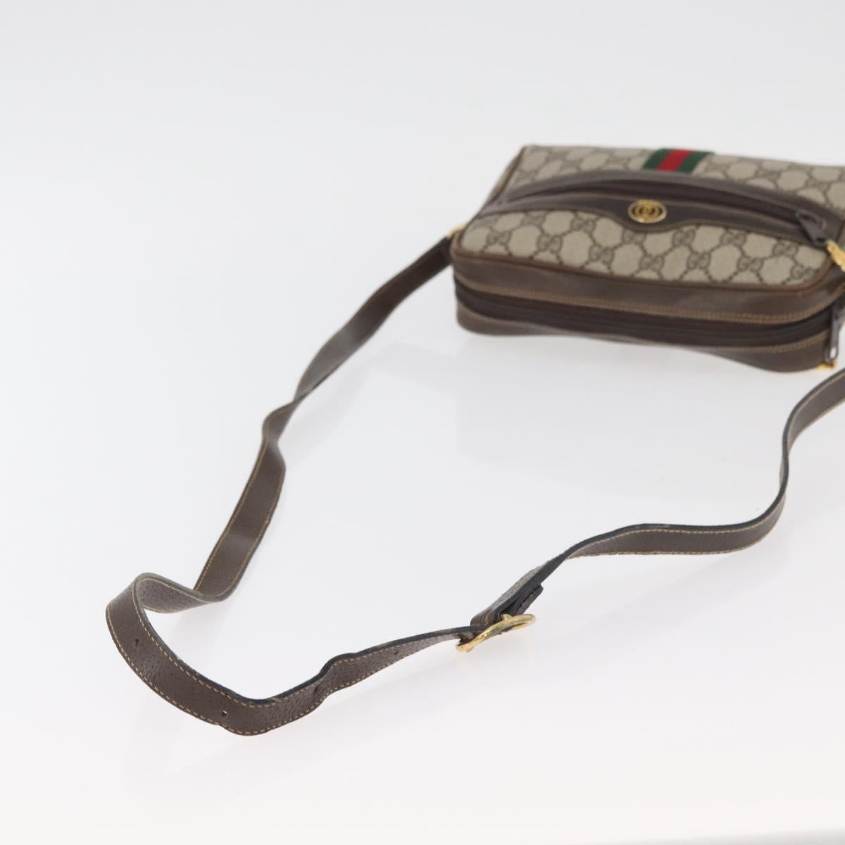 GUCCI GG Supreme Web Sherry Line Bag PVC Beige Gold 010 378 Auth ep14400