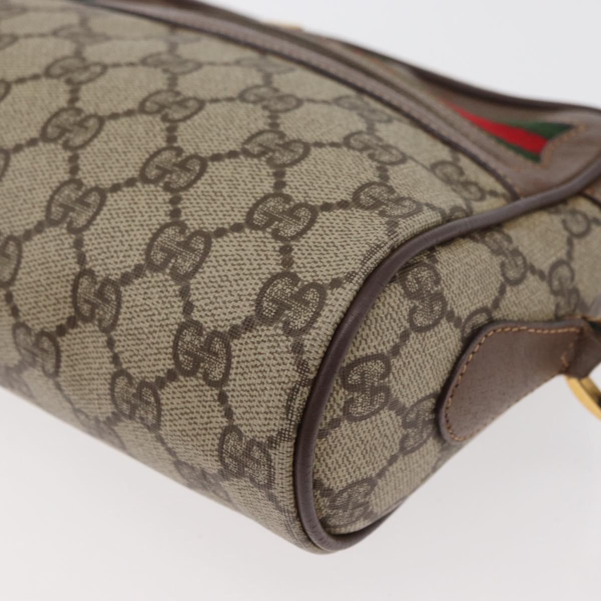 GUCCI GG Supreme Web Sherry Line Bag PVC Beige Gold 001 44 6655 Auth ep14411