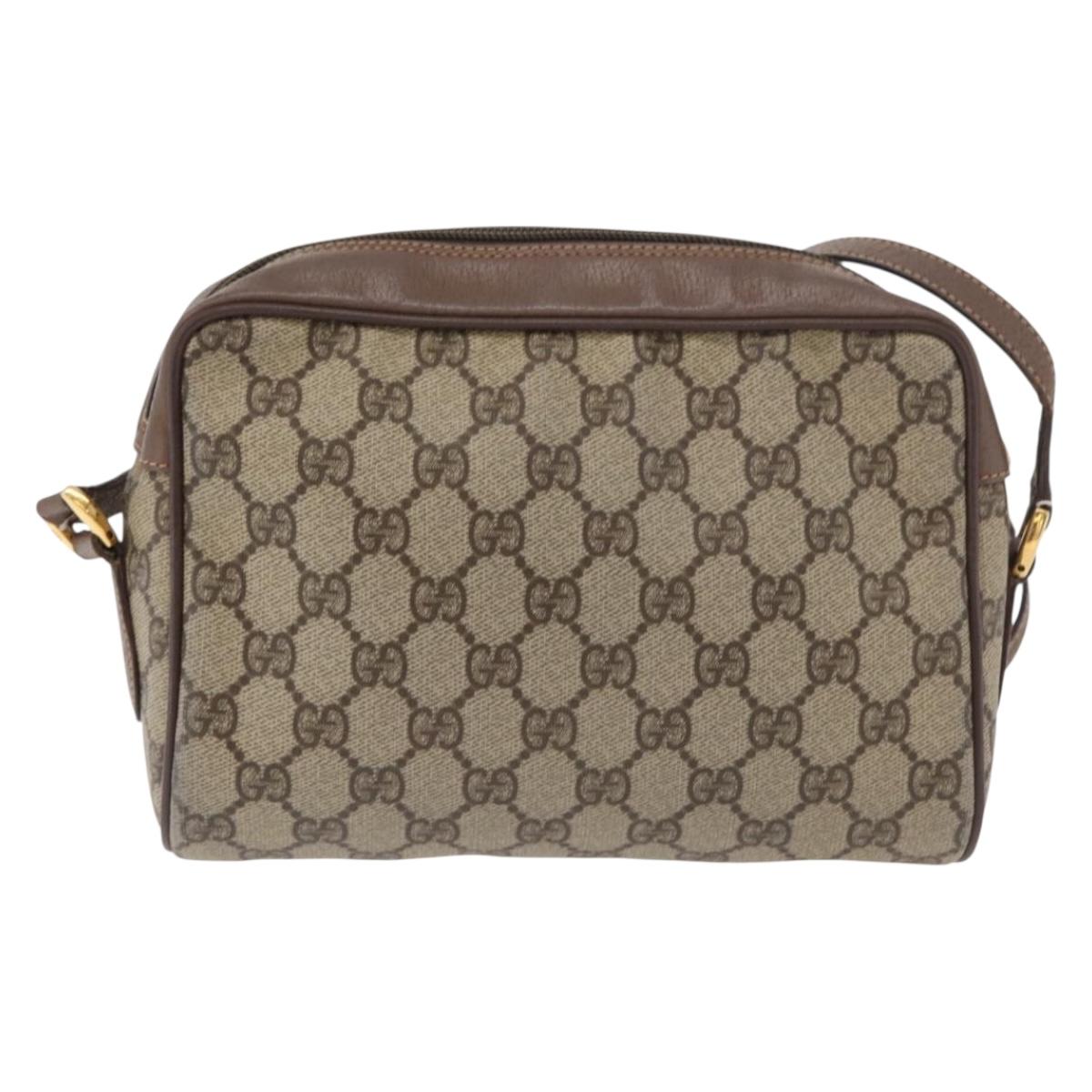 GUCCI GG Supreme Web Sherry Line Bag PVC Beige Gold 001 44 6655 Auth ep14411