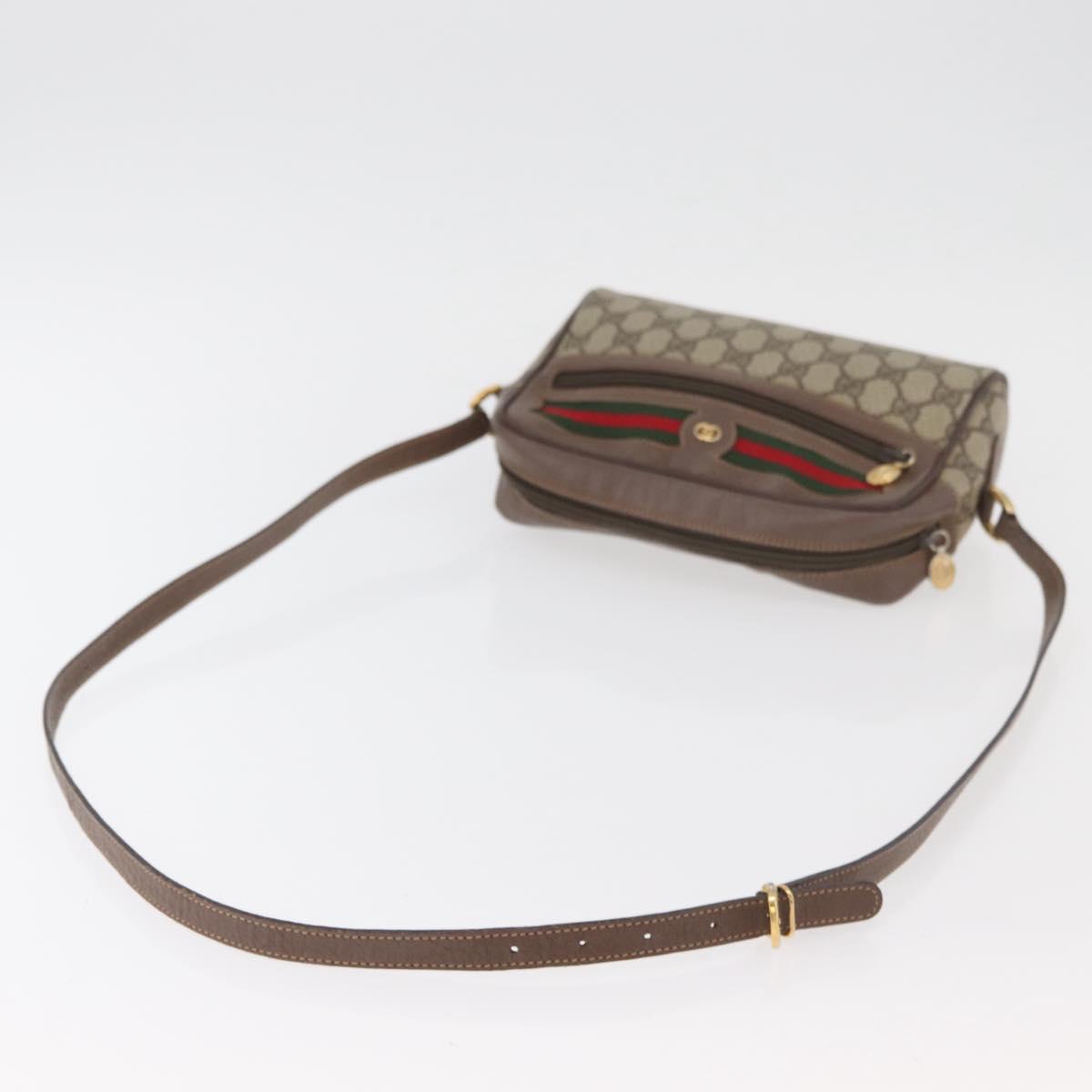 GUCCI GG Supreme Web Sherry Line Bag PVC Beige Gold 001 44 6655 Auth ep14411