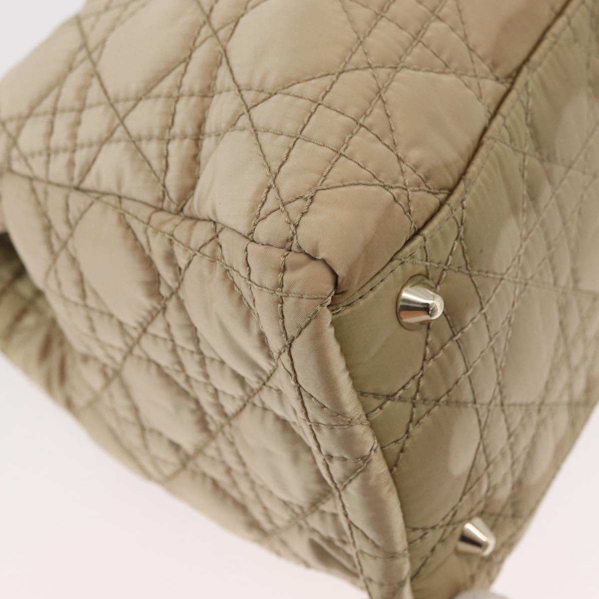 Christian Dior Canage Lady Dior Hand Bag Nylon Gold Auth ep14417A