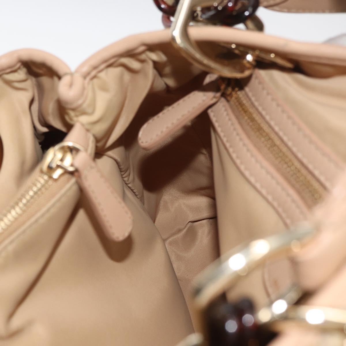 Christian Dior Canage Lady Dior Hand Bag Nylon Gold Auth ep14417A